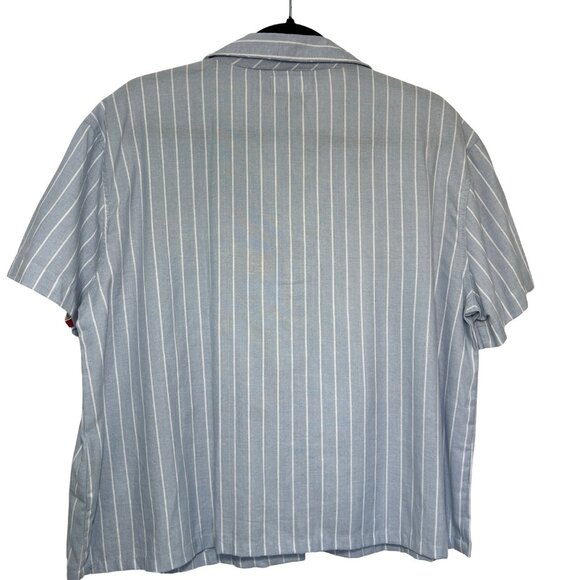Baby Blue Striped Cropped Button down Shirt. Size L. From Lefties Spain. - Picture 2 of 8
